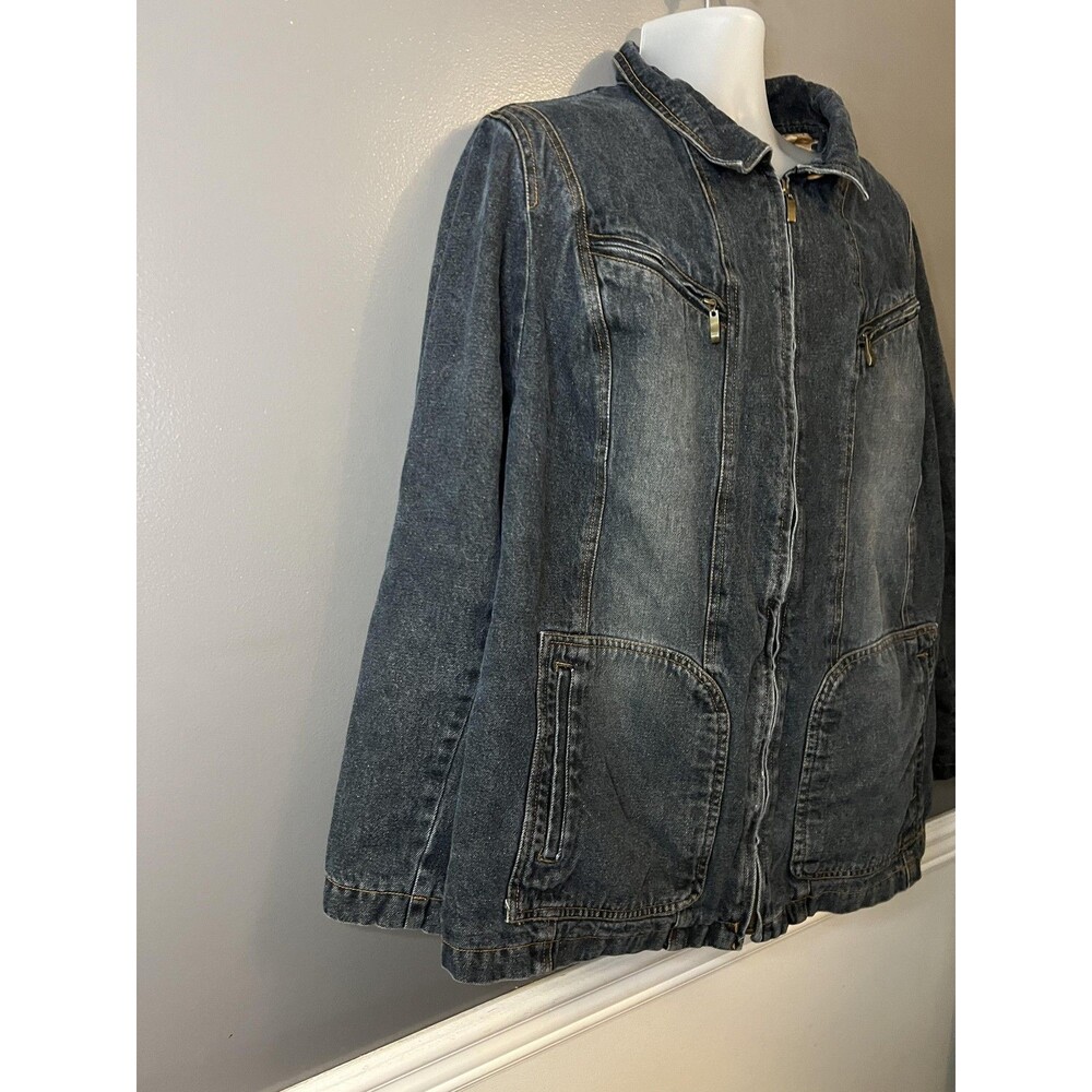 Giacca by Gallery Denim Jacket Womens 2X Blue Quilted Lined Zip Pockets - Picture 3 of 9